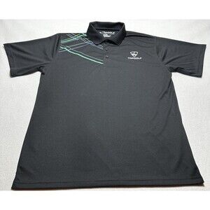 TopGolf Polo Shirt Mens Large Black Golf Polo 100% Polyester Short Sleeve Golf